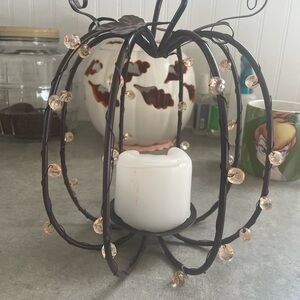 Decorative Pumpkin Candle Holder with Beads
